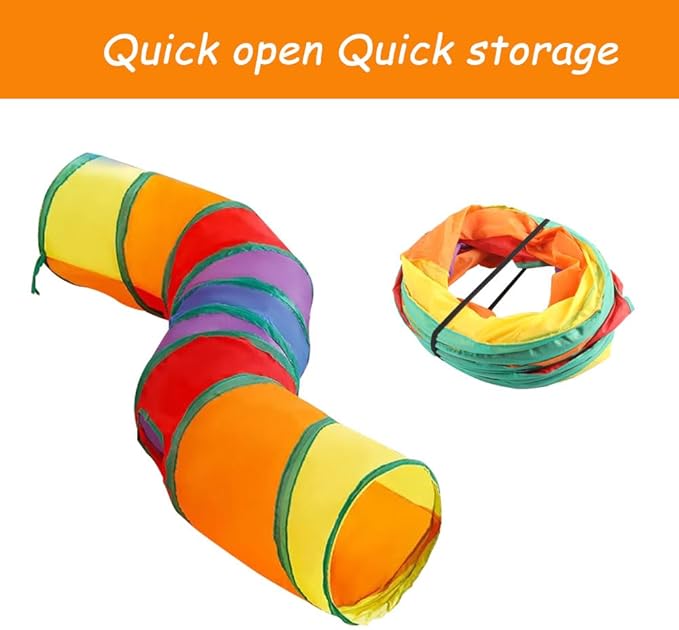 Foldable Cat Tunnel, S Shaped 2-Way Cat Tunnels for Indoor Cats, Collapsible Cat Play Tunnel, Interactive Toy Maze Cat House with 2 Play Balls for Cats, Puppy, Kitty, Kitten, Rabbit