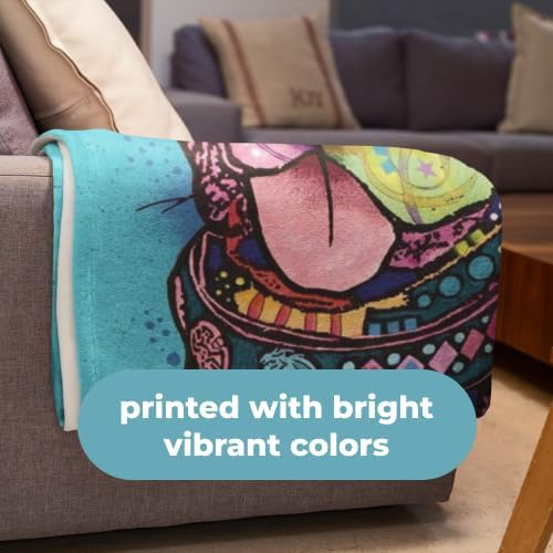 Dawhud Direct Dean Russo Rescue Dog Fleece Blanket - 75x90-Inch Dog Throw Blanket for Bed or Couch - Soft Plush Dog Print Blanket for Women, Men, and Kids - Cozy Throw Plush Blanket and Bedroom Decor