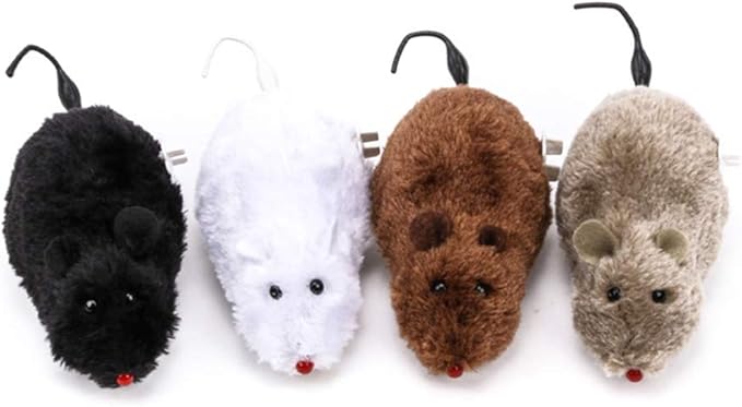 Random Color Furry Mice Cat Toy Wind Up Toys Realistic Mouse Toys Funny Moving Toys, Cat Mice and Animals Toys Interactive Play Mouse Toy for Cat Kitten，Cat Mice and Animals Toys