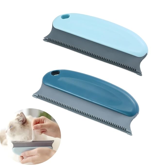 2 Pack Pet Hair Remover Fuzz Lint Removal Tool Loose Fur Scraper Brush Grooming Comb Cleaner for Cat Dog Rabbit Kitten Sofa Bed Carpet Rake Rug Fabric Couch Furniture Car Interiors