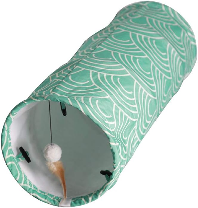 Petest Cat Tunnel Comfy Collapsible Tunnel with Boredom Relief Plush Ball, for Bunny Rabbits, Kittens, Ferrets, Puppy and Dogs
