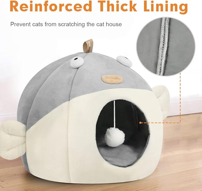 Vanansa Cat Bed for Indoor Cats, Soft Premium Pet Bed, Available in All Seasons,No Deformation, Anti-Slip Bottom, Great Medium Cat Houses for Indoor Cats, Roomy Cat Tent for Indoor Cats(L, 18" x 15")