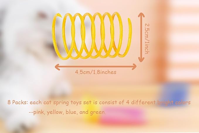BenePoint Cat Spring Toys, Interactive Cat Toy for Swatting, Hunting,and Grinding Teeth, Durable Cat Springs for Indoor Cats to Promote Agility& Keep Fit, Plastic Cat Coil(8pcs)