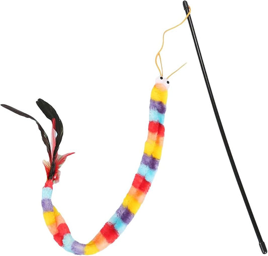 QWINEE Cat Wand Toys, Cat Interactive Toy, Cat Toys for Indoor Cats, Interactive Teaser Toys for Kitty Kitten One Size Deep Multicolor One Size
