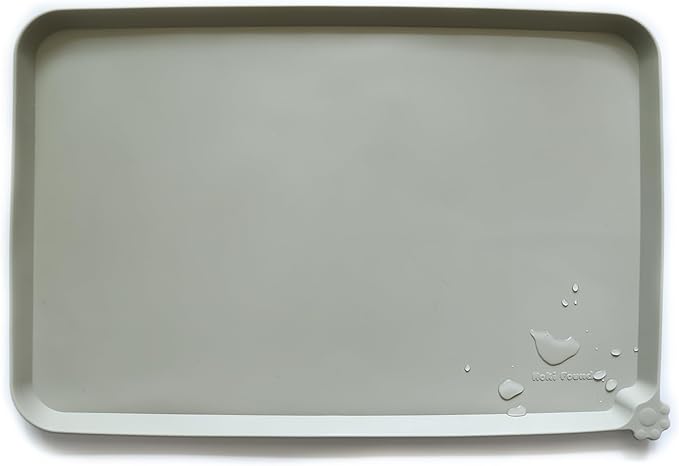 Hoki Found Silicone Pet Food Mats Tray - Non Slip Pet Dog Cat Bowl Mats Placemat - Dog Pet Cat Feeding Mat - Waterproof Dog Cat Food Mats -Pet Water Mats for Carpet -Cream Green