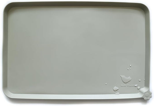 Hoki Found Silicone Pet Food Mats Tray - Non Slip Pet Dog Cat Bowl Mats Placemat - Dog Pet Cat Feeding Mat - Waterproof Dog Cat Food Mats -Pet Water Mats for Carpet -Cream Green