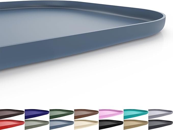 Silicone Pet Feeding Mat with Raised Edge for Food and Water, Dog Bowl Mats, Cat Bowls Placemat with High Lip for Floor Waterproof, Rubber Tray for Cats and Dogs 24 x 16 x0.8 Slate Blue