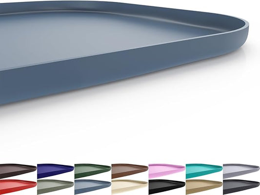 Silicone Pet Feeding Mat with Raised Edge for Food and Water, Dog Bowl Mats, Cat Bowls Placemat with High Lip for Floor Waterproof, Rubber Tray for Cats and Dogs 24 x 16 x0.8 Slate Blue