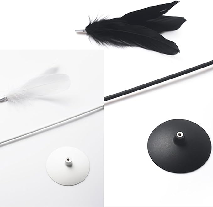 Pidan Studio Shake-Shake Self Play Feather Teaser Cat Toy Self Adhesive/Suction - Entertain Your Cat While You're Away (White)