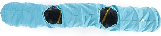 Velvet Fabric - Foldable/Collapsible - 55x8.66 Inches Cat Tunnel (Turquoise)