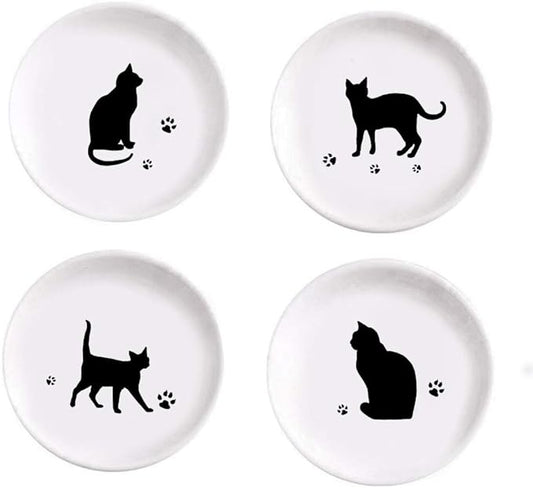 4pcs Ceramic Cat Dinner Plates Seasoning Dishes Appetizer Plates Dipping Bowl