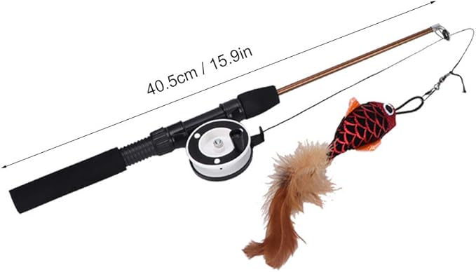 Cat Feather Toys Wand, Plastic Simulation Telescopic Pet Cat Funny Teaser Dangler Rod Stick with Feather, Catnip Interactive Training Toy for Indoor Cats Kitten Play Chase