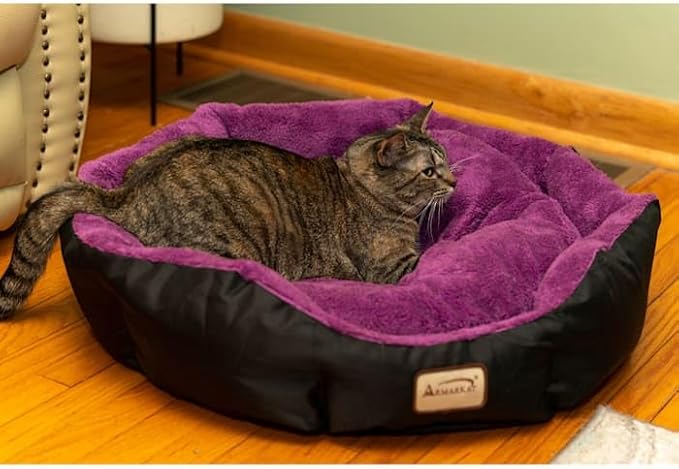 Armarkat Large, Soft Cat Bed - C101NH/ZH, Mulberry/Black (C101HNH/ZH)