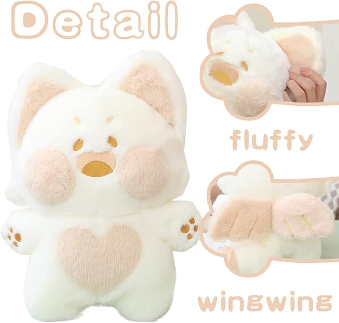 Galatee Cute Cat Plush Toy Cat Stuffed Animal Plush Soft Cat Angel Plushie Pillow Gifts for Adults and Kids(19.6" White Angel)