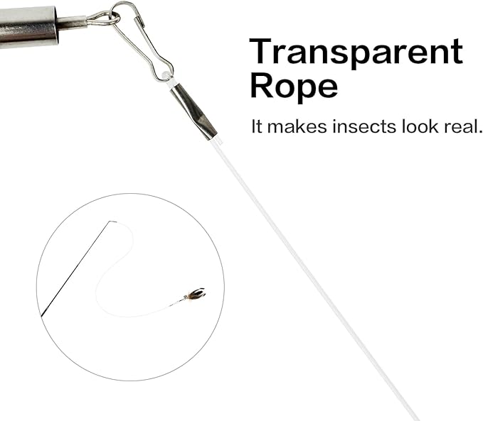 Cat Feather Wand Toys,Retractable Wand Toy with 3 Mini Insect Refills, Transparent Carbon Wire,Interactive Cat Toy Kitten Toy for Indoor Cats to Play Chase Exercis