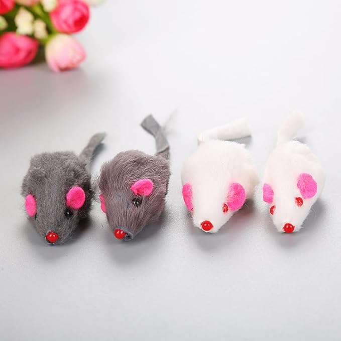 pawstrip Rabbit Fur Cat Toys Interactive Cat Toy Mouse with Rattle Fake Mice Kitten Toys for Indoor Cats Fuzzy Cat Mice Toys Realistic Squeaky Mouse Cat Toy Furry Mice Cat Toys,12Pcs
