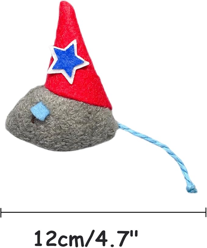 6-Pack Christmas Catnip Mouse Toy Set for Cats - Festive Red & Blue Star Hats, Perfect for Holiday Fun and Gifts