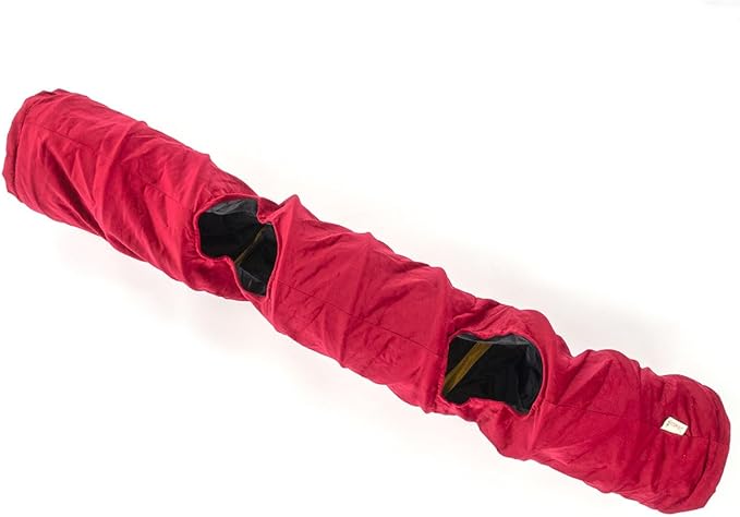 Velvet Fabric - Foldable/Collapsible - 55x8.66 Inches Cat Tunnel (Red)