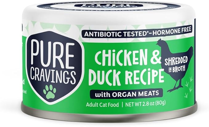 in Chicken Recipe in Broth, Shredded Wet Cat Food, Grain-Free Protein, Non-GMO, Variety Pack of 12-3X Chicken, 3X Lamb, 3X Duck, 3X Beef