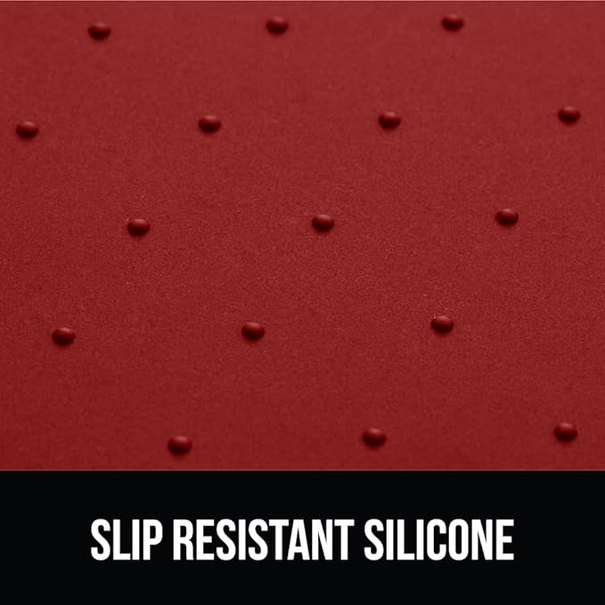 GORILLA GRIP 100% Waterproof Raised Edge BPA Free Silicone Pet Feeding Mat, Dog Cat Food Mats Contain Spills Protects Floors, Placemats for Cats and Dogs Water Bowl, Pets Accessories 16x10, Red