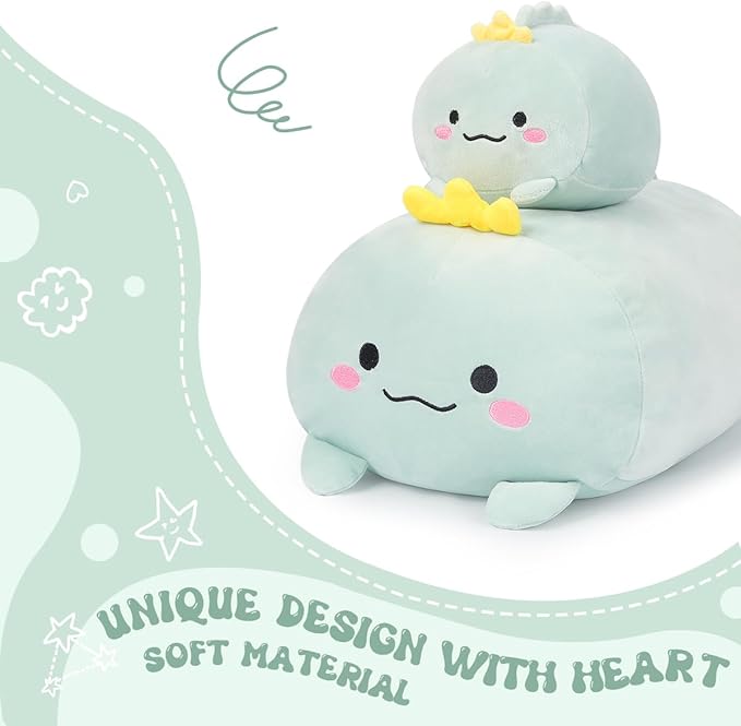 AIXINI 35.5 inch Cute Dinosaur Plush Stuffed Animal Cylindrical Body Pillow,Super Soft Cartoon Hugging Toy Gifts