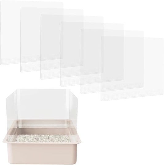 6Pcs Cat Litter Box Pee Shields Litter Box Shields Litter Box Splash Guard for Open Top Litter Box Litter Box Privacy Screen Transparent Easy Clean -Litter Box Not Included