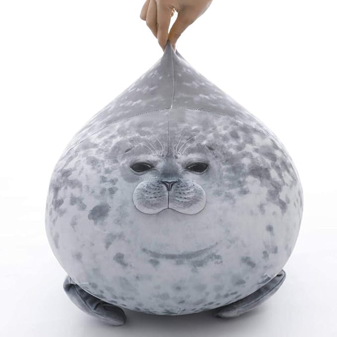 EHOTONG Cute Blob Seal Pillow, Chubby Seal Plush Hug Pillow Soft Stuffed Animal Toy (Gray,24")