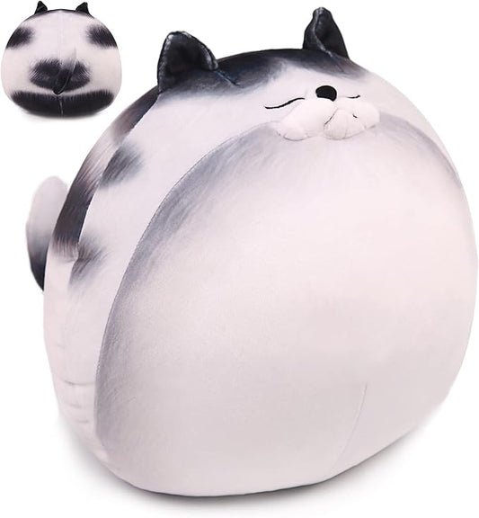 ARELUX 11.8In High Chubby Cat Plush Pillow, Cute Fat Kitty Cat Stuffed Animal Soft Kitten Adorable Hugging Pillow Anime Plushies,Funny Toy Birthday for Adults Friends