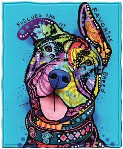 Dawhud Direct Dean Russo Rescue Dog Fleece Blanket - 75x90-Inch Dog Throw Blanket for Bed or Couch - Soft Plush Dog Print Blanket for Women, Men, and Kids - Cozy Throw Plush Blanket and Bedroom Decor