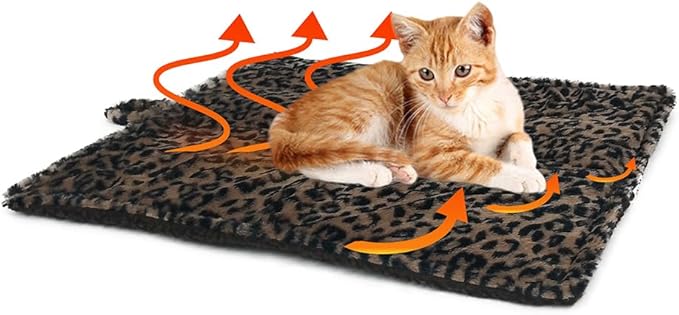 WALOO Pets Self Heating Thermal Cat Mat & Napping Pad (Leopard Brown)