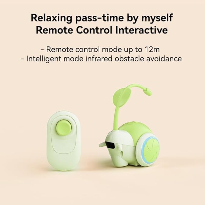 Remote Control Cat Toy with Three-Speed Adjustment,Snail Automatic Cat Toy Moving 4 Directions,Interactive Smart Sensing Cat Toys for Bored Indoor Adult Cats (Green)