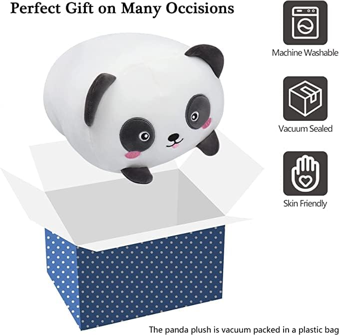TemBe 23.6 inch Cute Large Panda Plush Stuffed Animal Pillow, Very Soft Squish Mellow Hugging Toy Gifts for Bedding, Kids Sleeping Cute Pillow (Panda)