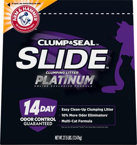 Arm & Hammer Slide Platinum Easy Clean-Up Clumping Cat Litter, Multi-Cat Litter, 27.5 Pounds, Online Exclusive Formula