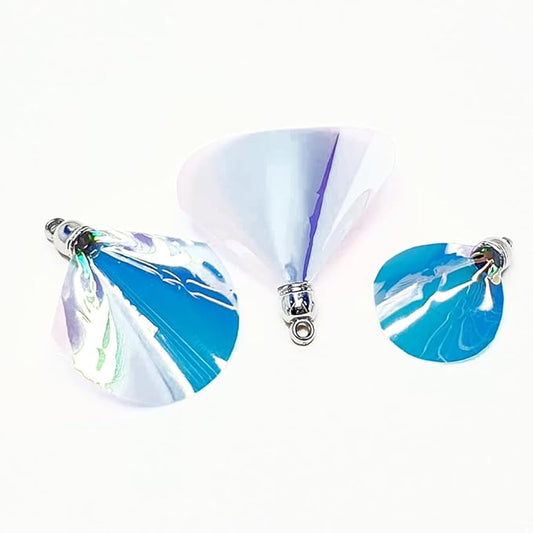 ABIBISGOMULSANG Cat Toy Clam Shaped Plyester Film Cat Play Exercise 3 picese Set, Large, middle, small, shining blue