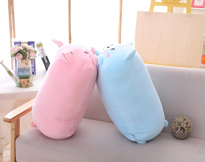 Cute Plush Bear Stuffed Squishy Animal Kawaii Sleeping Bear Pillow Gifts for Bedding Decor or Home Decor 8-Inch