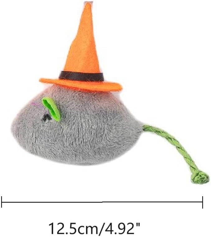 6 Packs Cat Toys Interactive Toy Witch Magic Hat Costume Plush Mouse Shaped Catnip Toys