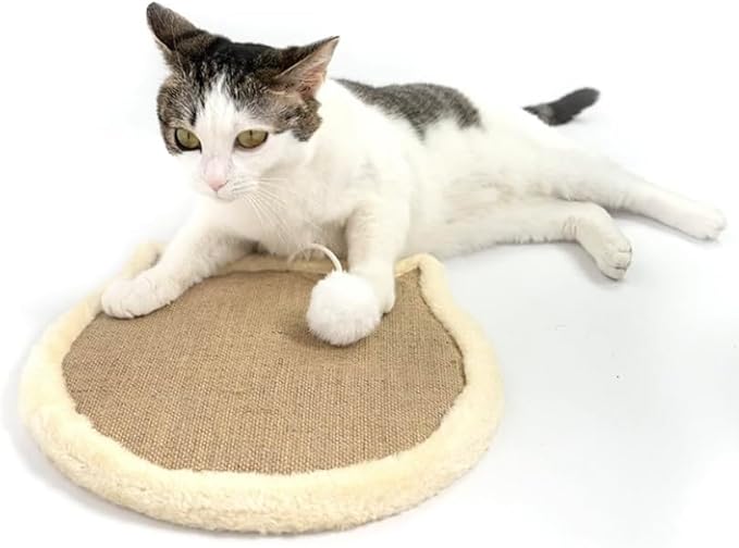 Nanu Lopez Cat Scratching Wall Pad, Premium Plush Small Scratcher Post with Hanging Ball for Indoor Cats, Durable Recyclable