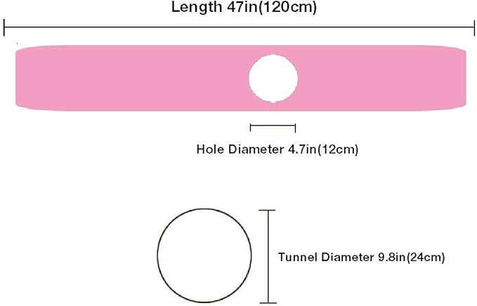 2 Way Cat Tunnel Pet Play Tube - Collapsible Tunnel for Small Pet/Cat/Kitty/Doggy/Rabbit (Pink)