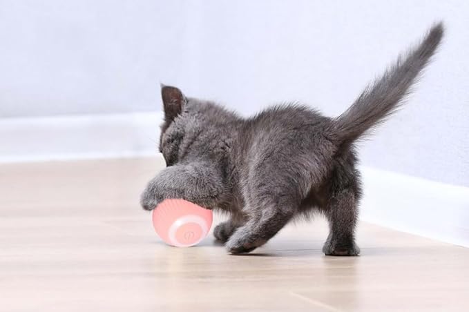 Interactive Smart Cat Ball,Quiet Cat Toys for Indoor Cats Adult Automatic 360° Rotating Kitten Toys,Intelligent Automatic Mobile Ball USB Charging Pet Toy,Fun Gift for Kitten. (Pink)