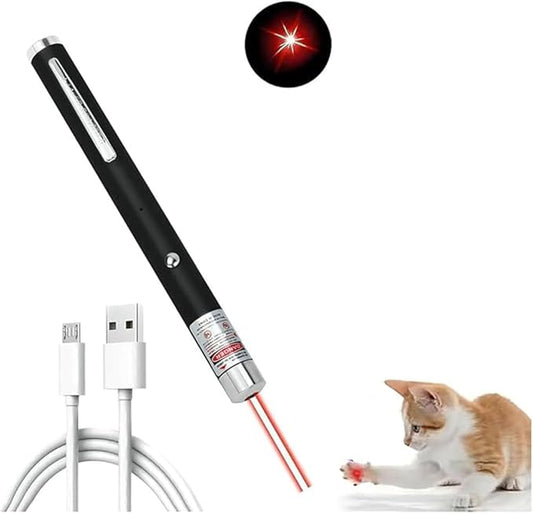 Laser Pointer for Cats Dogs Rechargeable Cat Laser Toys Interactive Cat Toys for Indoor Pet Toys Laser Presentation Remotes Red Light (1 PCS Pack Red Light, USB Rechargeable)