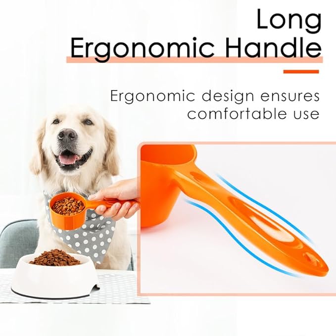 SUPERDESIGN 1/2 Cup Dog Food Scoop for Container Melamine Measuring Scoop for Dogs Cats Birds and Rabbits Pet Food Feeding Scoop Dishwasher Safe - Orange