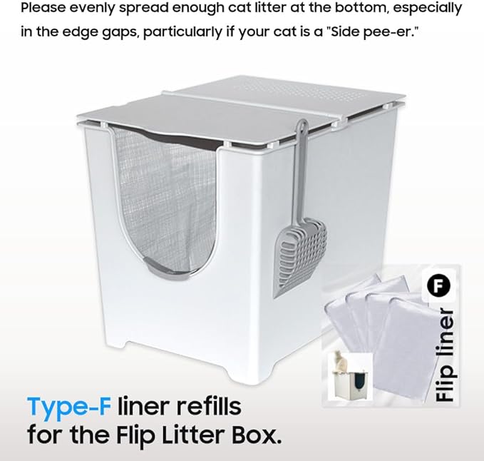 4 Pack Litter Box Liners F Compatible with Modkat Flip Litter Box Liner Type F, Reusable Liner Type-F with Carrying Handles