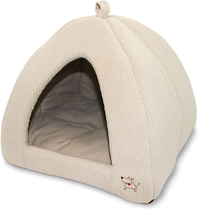 Pet Tent-Soft Bed for Dog and Cat by Best Pet Supplies - Beige Corduroy, 16" x 16" x H:14"