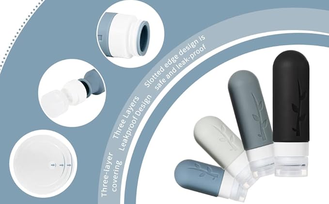 18pack Travel Bottles for Toiletries,TSA Approved Silicone Travel Containers jar for Toiletries,Leak Proof Refillable Liqus Shampoo And Conditioner Travel Essentials toiletry Bottles