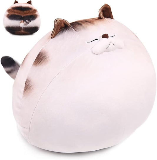 ARELUX 11.8In High Chubby Cat Plush Pillow, Cute Fat Kitty Cat Stuffed Animal Soft Kitten Adorable Hugging Pillow Anime Plushies,Funny Toy Birthday for Adults Friends