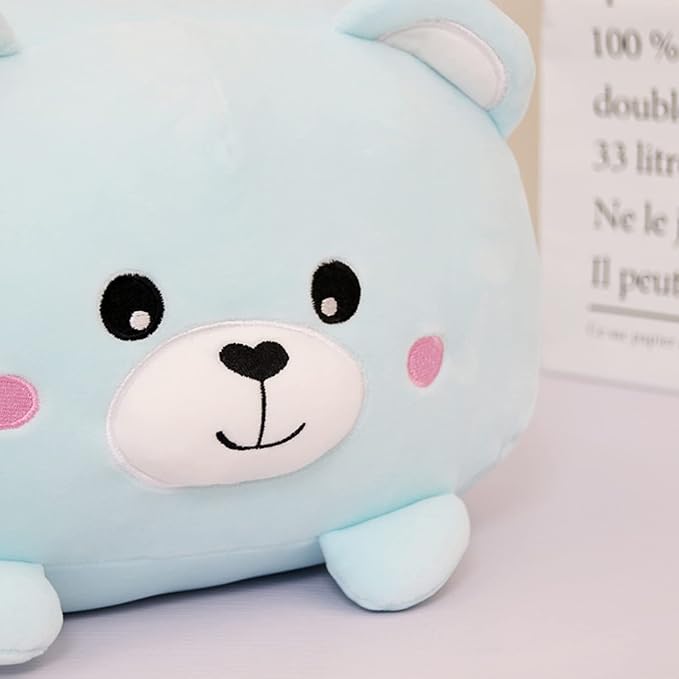 Cute Plush Bear Stuffed Squishy Animal Kawaii Sleeping Bear Pillow Gifts for Bedding Decor or Home Decor 8-Inch