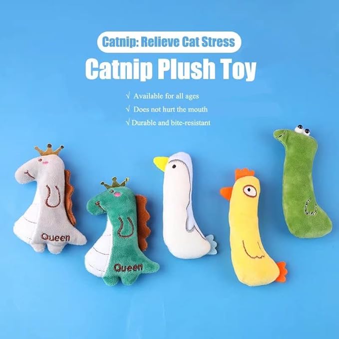 Cat Toy 5 Packs Catnip Toys for Cats & Kittens Cat Toys for Indoor Cats,Soft & Plush Cut Catnip Toy Catnip Filled Cartoon Mice Cat Teething Chew Toy Set of 5