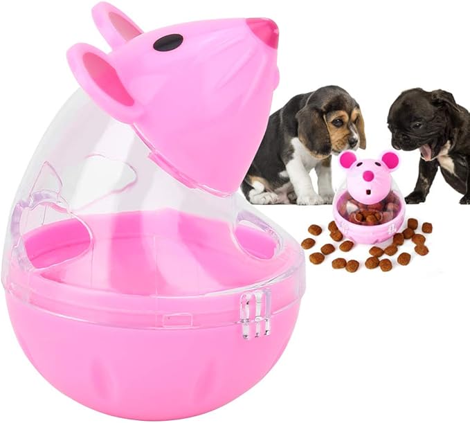Cat Treat Dispenser Toy, Small Cat Food Balls Slow Feeder, Mice Tumbler Design Cat Food Toy Cat Enrichment Toys for Pet Interactive Training and Food Dispensing (Pink)