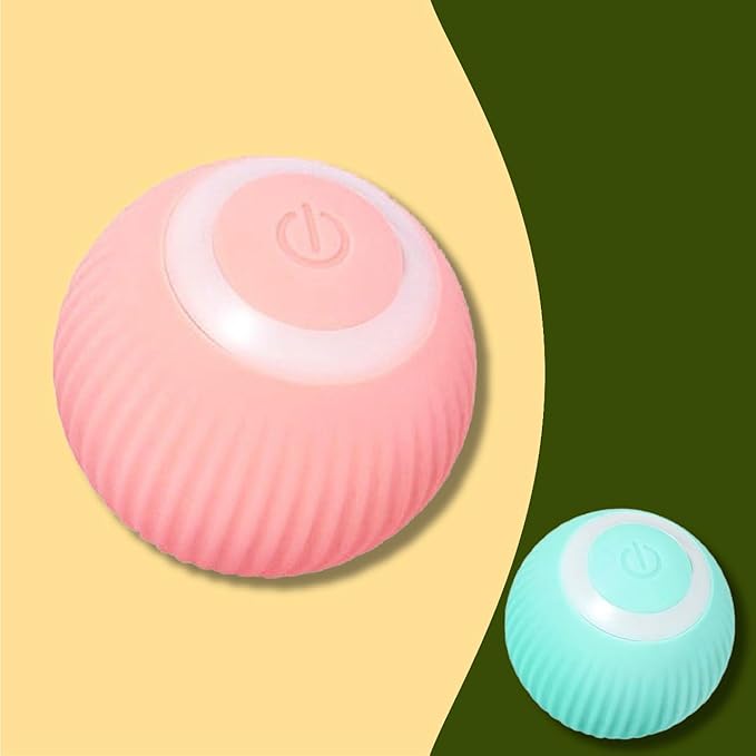 Interactive Smart Cat Ball,Quiet Cat Toys for Indoor Cats Adult Automatic 360° Rotating Kitten Toys,Intelligent Automatic Mobile Ball USB Charging Pet Toy,Fun Gift for Kitten. (Pink)