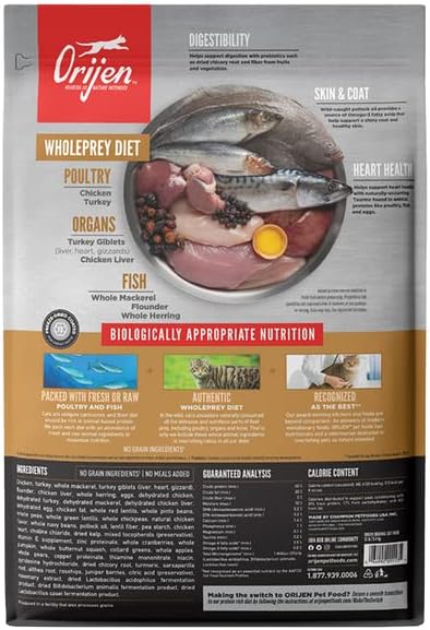 Orijen 2 Pack of Cat & Kitten Grain-Free Dry Food, 4 Pounds Each, Made in The USA